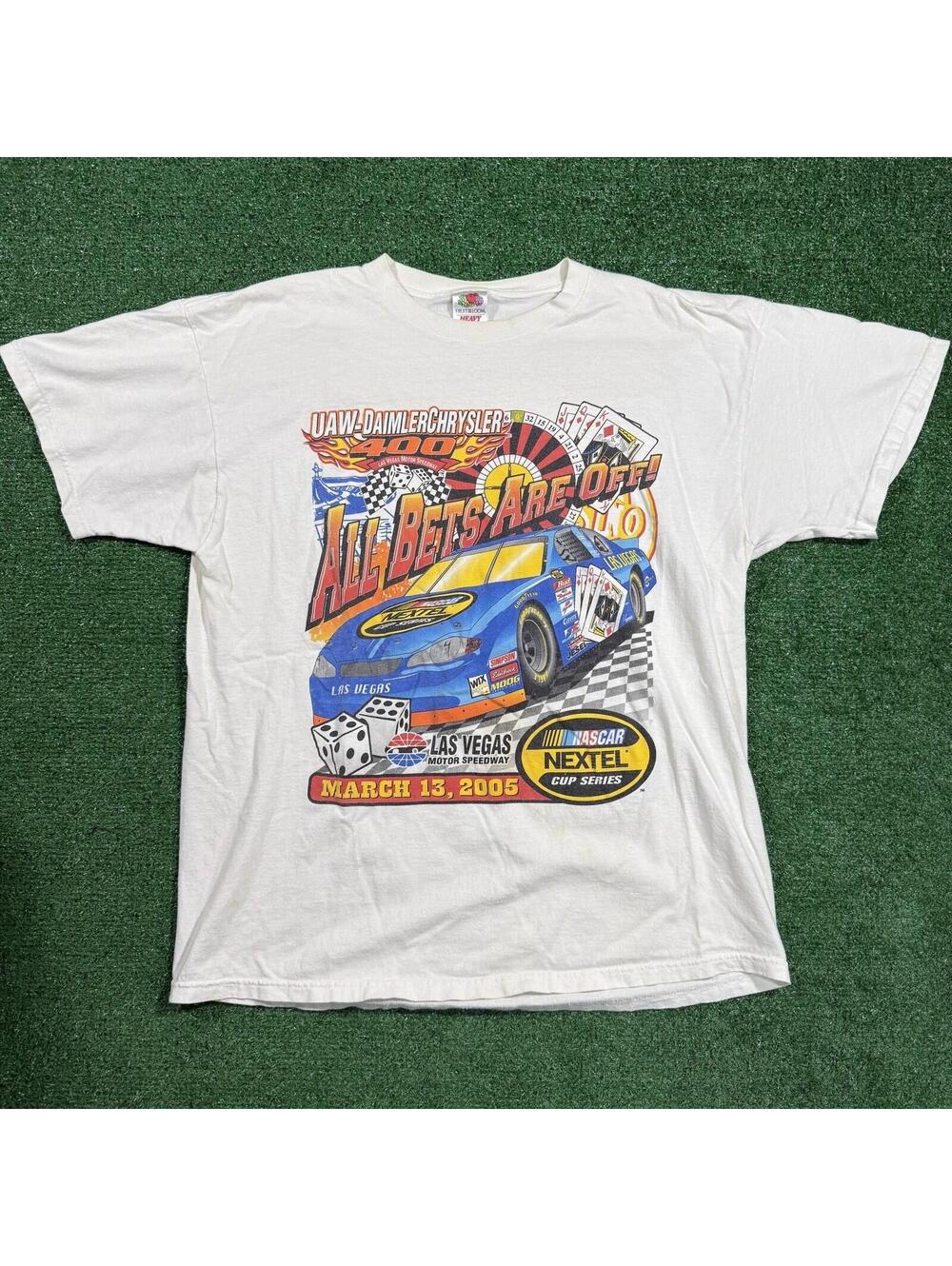 Vintage 2005 NASCAR Las Vegas UAW 400 T-Shirt XL All Bets Are Off Racing Tee